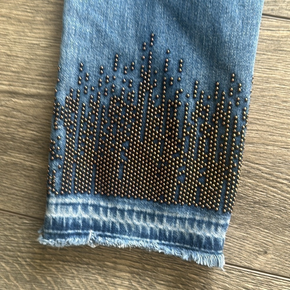 True Religion jeans size 28 Mid Rise straight crop beaded bikercore - Picture 2 of 10